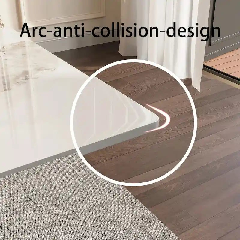 Ensemble de salle à manger moderne et minimaliste 9 pièces avec plateau en pierre frittée extensible et double piétement de 94,48 pouces