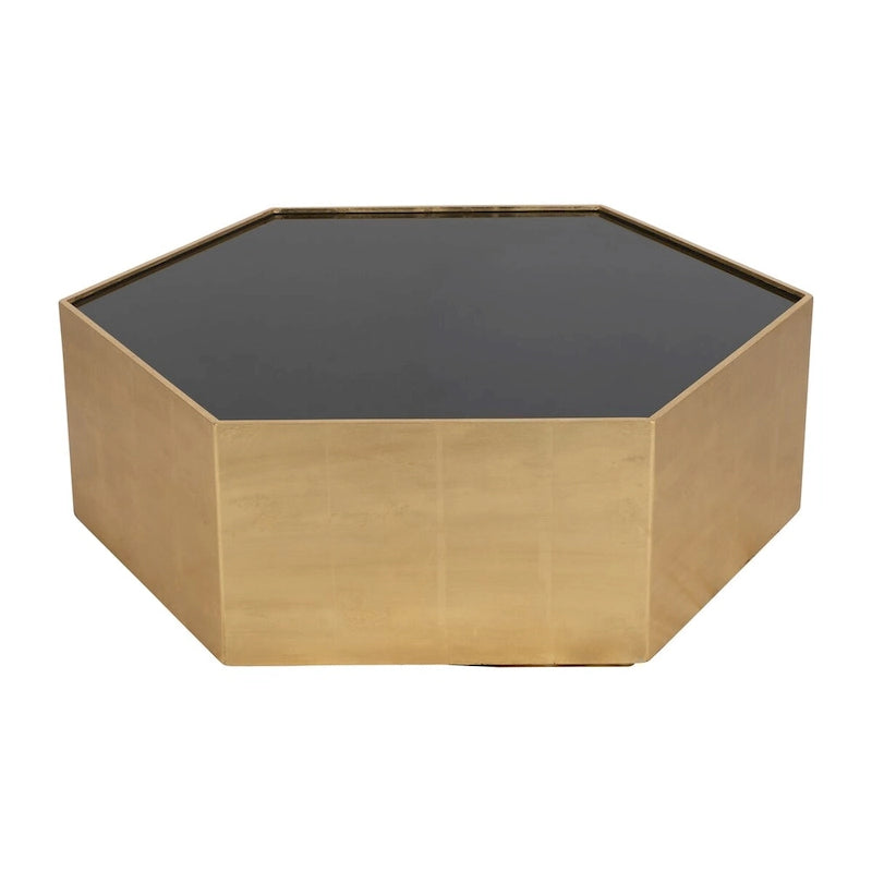Table basse hexagonale moderne et glamour en bois doré Sagebrook Home - 48 x 42 x 16