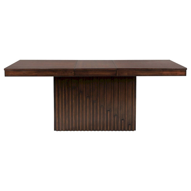 Table de salle à manger Ryn, plateau rectangulaire amovible et extensible de 152 à 198 cm, marron