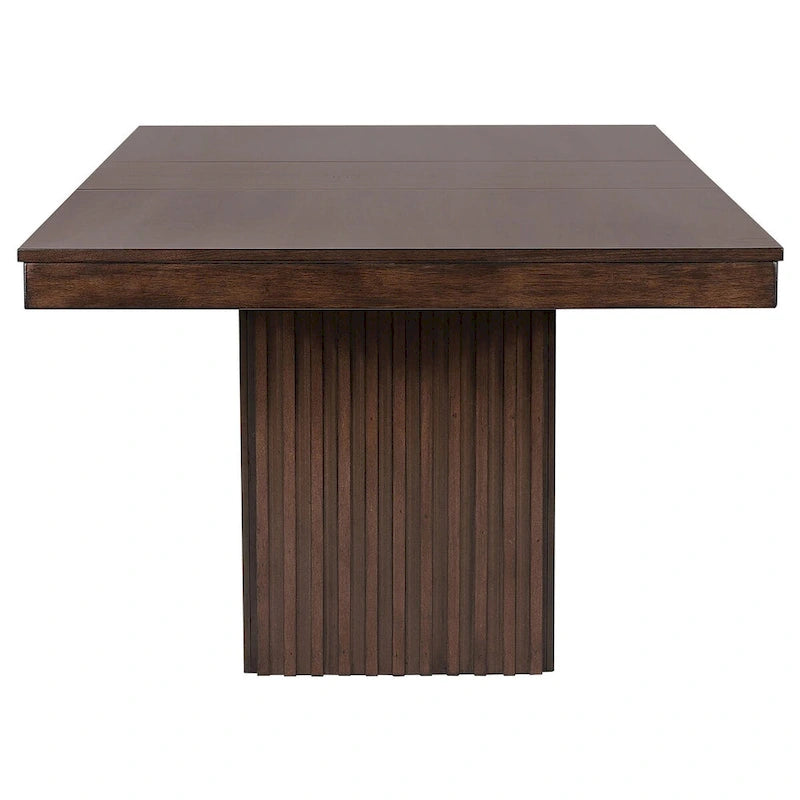 Table de salle à manger Ryn, plateau rectangulaire amovible et extensible de 152 à 198 cm, marron