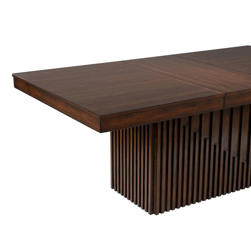 Table de salle à manger Ryn, plateau rectangulaire amovible et extensible de 152 à 198 cm, marron