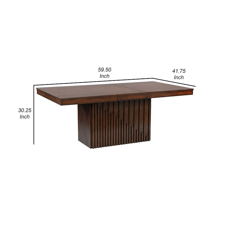 Table de salle à manger Ryn, plateau rectangulaire amovible et extensible de 152 à 198 cm, marron