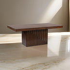 Table de salle à manger Ryn, plateau rectangulaire amovible et extensible de 152 à 198 cm, marron