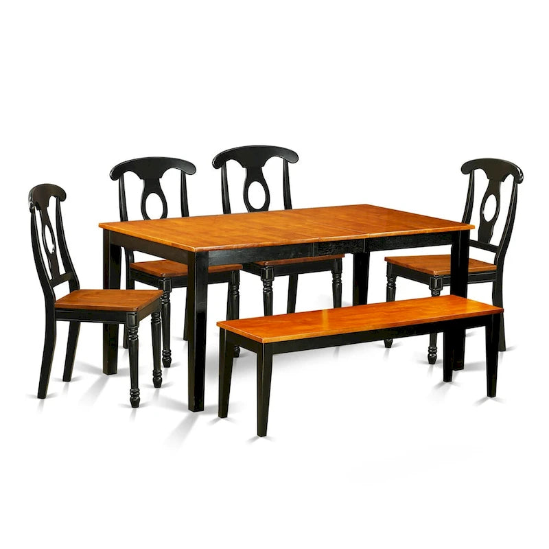 L'ensemble de salle à manger East West Furniture comprend une table rectangulaire, des chaises et un banc (différentes options de type d'assise).
