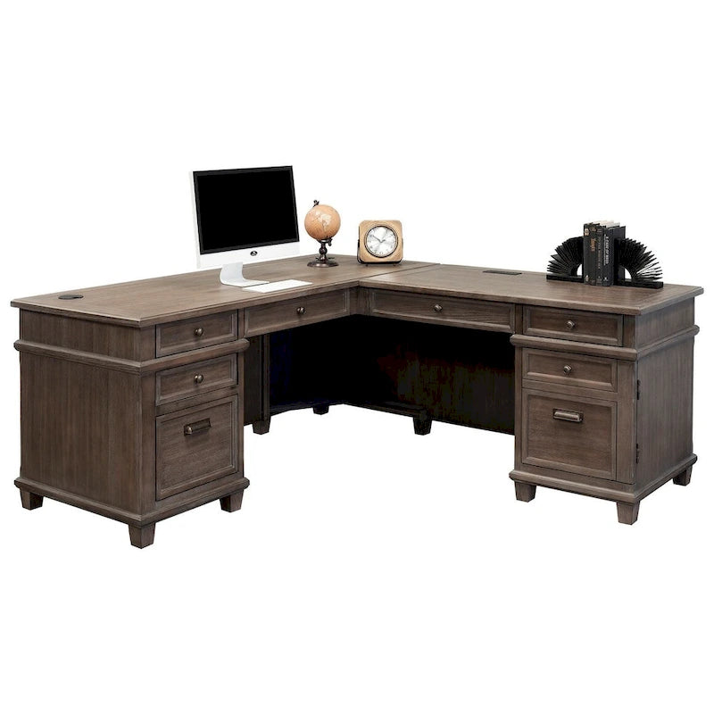Carson Wood L-Desk & Return, Writing Table, Office Desk, Gray