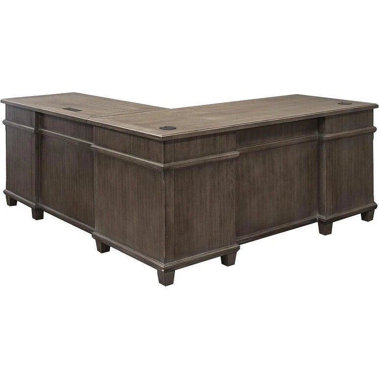 Bureau d'angle Carson Wood avec retour, table d'écriture, bureau, gris