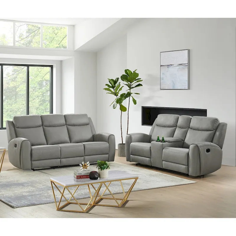 Ensemble de fauteuils inclinables transitionnels Wesley 2 pièces de Roundhill Furniture, gris