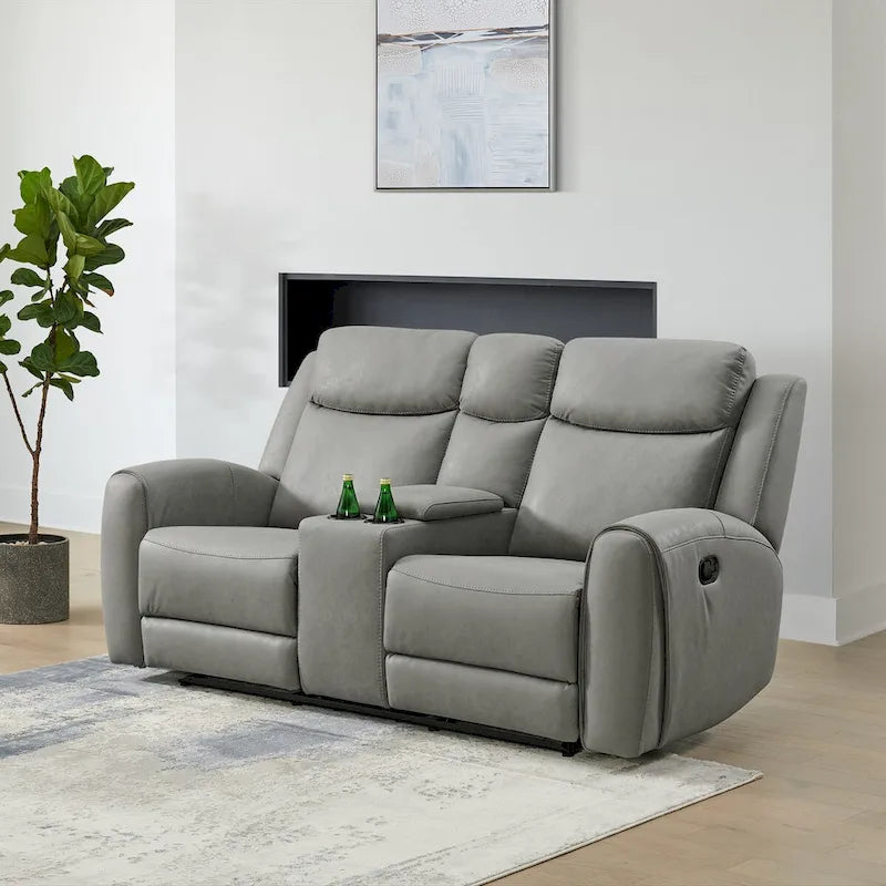 Ensemble de fauteuils inclinables transitionnels Wesley 2 pièces de Roundhill Furniture, gris