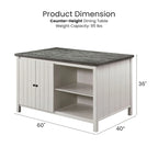 Ensemble de salle à manger 7 pièces Hanto Transitional en bois massif blanc avec rangement, hauteur comptoir, par Furniture of America