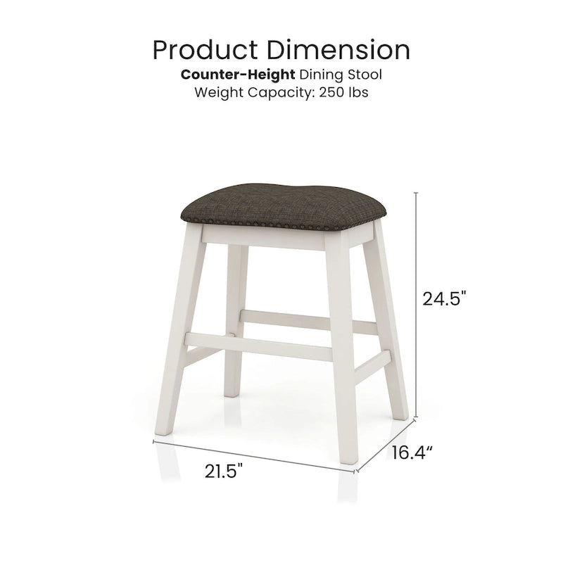 Ensemble de salle à manger 7 pièces Hanto Transitional en bois massif blanc avec rangement, hauteur comptoir, par Furniture of America
