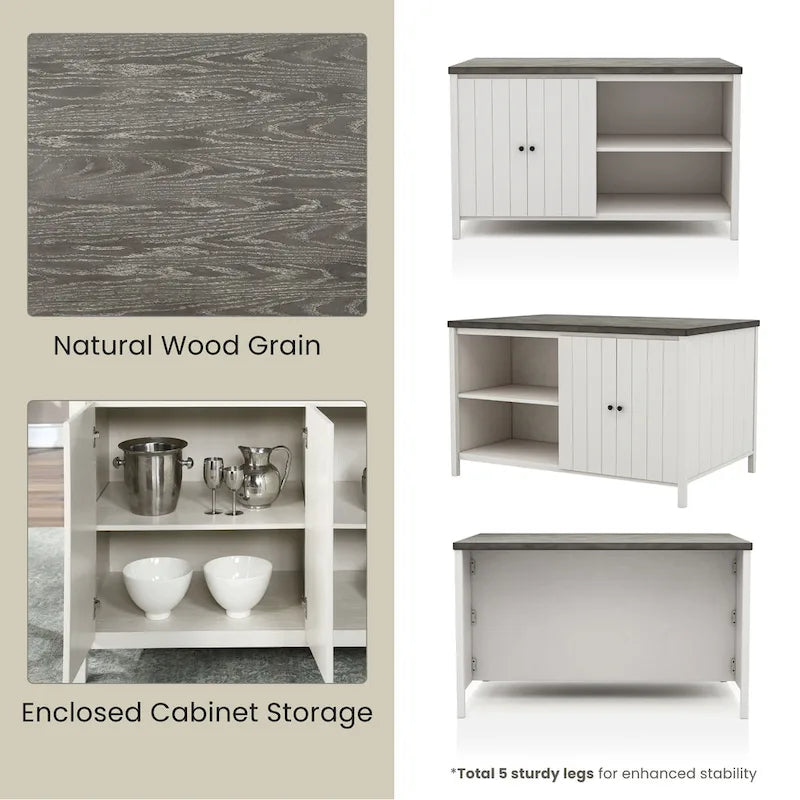 Ensemble de salle à manger 7 pièces Hanto Transitional en bois massif blanc avec rangement, hauteur comptoir, par Furniture of America