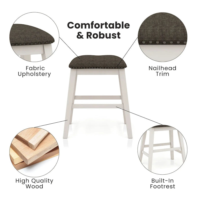 Ensemble de salle à manger 7 pièces Hanto Transitional en bois massif blanc avec rangement, hauteur comptoir, par Furniture of America