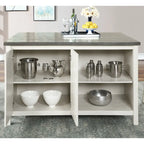 Ensemble de salle à manger 7 pièces Hanto Transitional en bois massif blanc avec rangement, hauteur comptoir, par Furniture of America