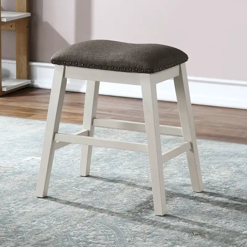 Ensemble de salle à manger 7 pièces Hanto Transitional en bois massif blanc avec rangement, hauteur comptoir, par Furniture of America