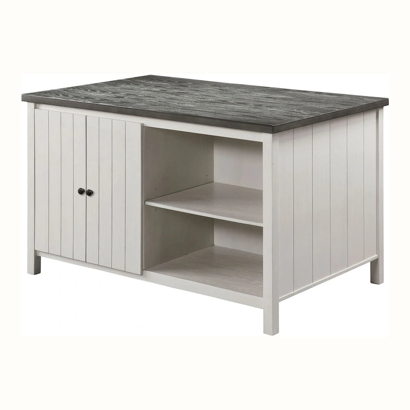 Ensemble de salle à manger 7 pièces Hanto Transitional en bois massif blanc avec rangement, hauteur comptoir, par Furniture of America