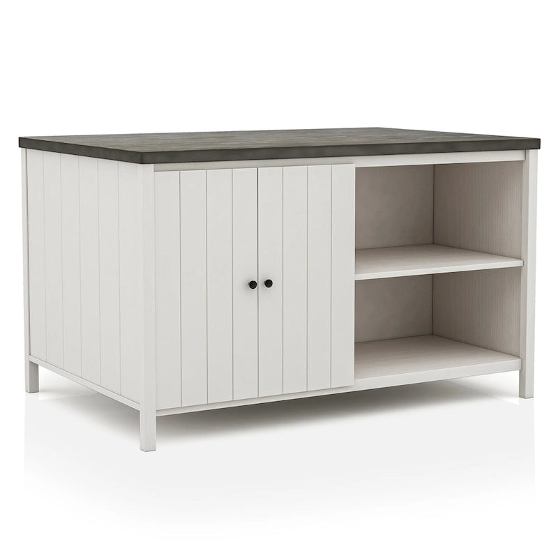 Ensemble de salle à manger 7 pièces Hanto Transitional en bois massif blanc avec rangement, hauteur comptoir, par Furniture of America