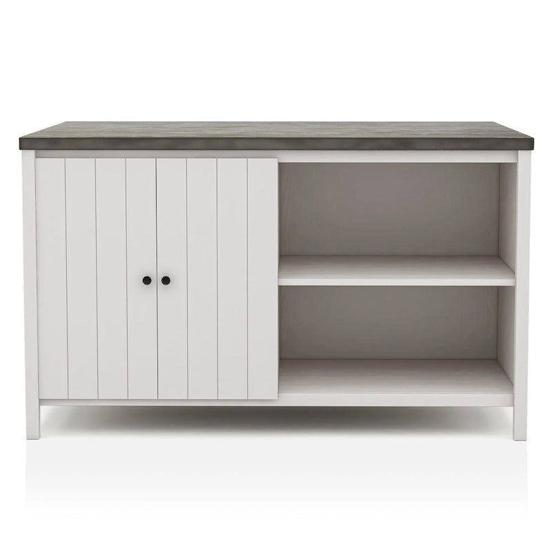 Ensemble de salle à manger 7 pièces Hanto Transitional en bois massif blanc avec rangement, hauteur comptoir, par Furniture of America