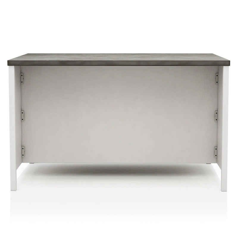 Ensemble de salle à manger 7 pièces Hanto Transitional en bois massif blanc avec rangement, hauteur comptoir, par Furniture of America