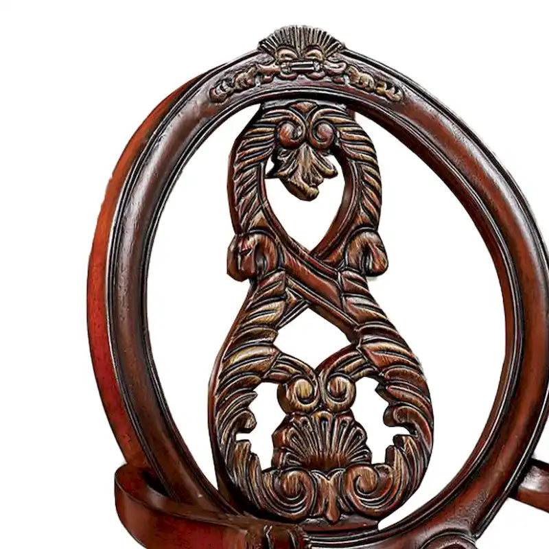 Ensemble de 2 chaises de salle à manger de 71 cm (28 pouces), dossier sculpté en bois brun, tissu beige