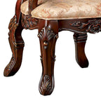 Ensemble de 2 chaises de salle à manger de 71 cm (28 pouces), dossier sculpté en bois brun, tissu beige