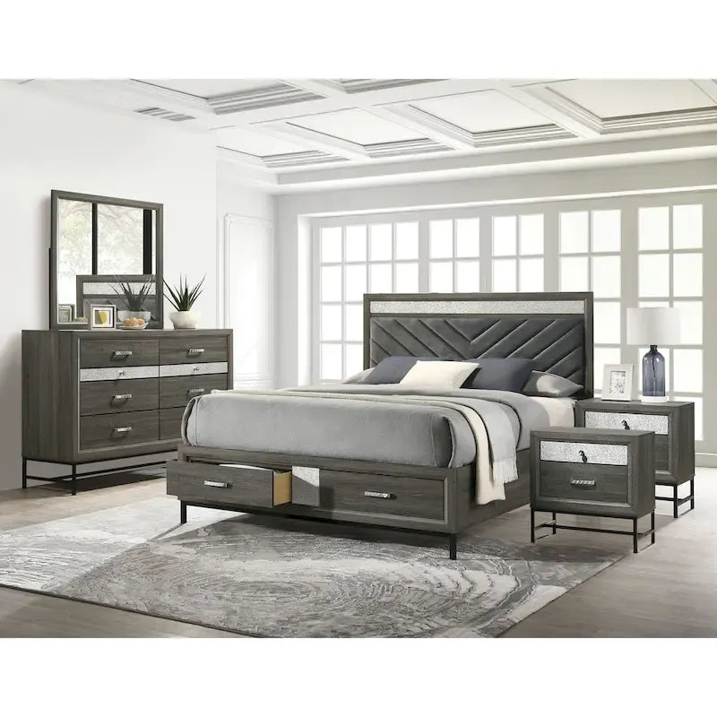 Furniture of America Heinisk Contemporary Grey 5-Piece Platform Bedroom Set