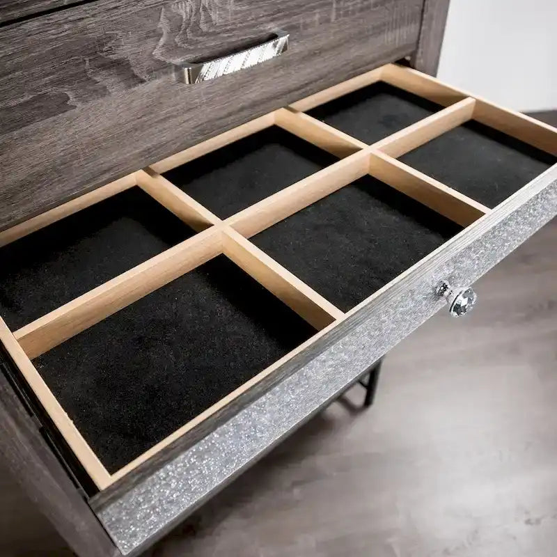 Ensemble de chambre à coucher plateforme 5 pièces Heinisk gris contemporain de Furniture of America