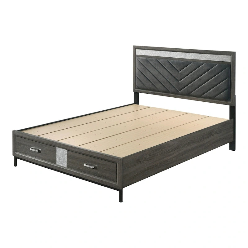 Ensemble de chambre à coucher plateforme 5 pièces Heinisk gris contemporain de Furniture of America