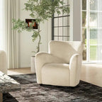 Fauteuil d'appoint Wolffe 32, style transitionnel, recouvert de fausse fourrure, avec accoudoirs incurvés