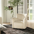 Fauteuil d'appoint Wolffe 32, style transitionnel, recouvert de fausse fourrure, avec accoudoirs incurvés