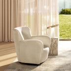 Fauteuil d'appoint Wolffe 32, style transitionnel, recouvert de fausse fourrure, avec accoudoirs incurvés