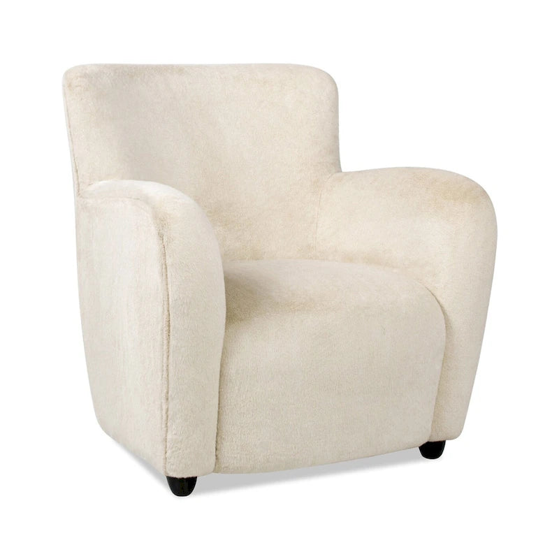 Fauteuil d'appoint Wolffe 32, style transitionnel, recouvert de fausse fourrure, avec accoudoirs incurvés