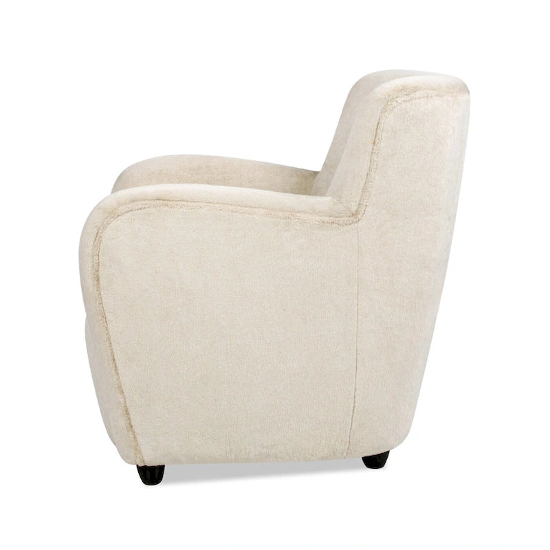 Fauteuil d'appoint Wolffe 32, style transitionnel, recouvert de fausse fourrure, avec accoudoirs incurvés